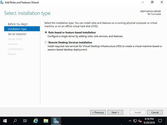 Select installation type