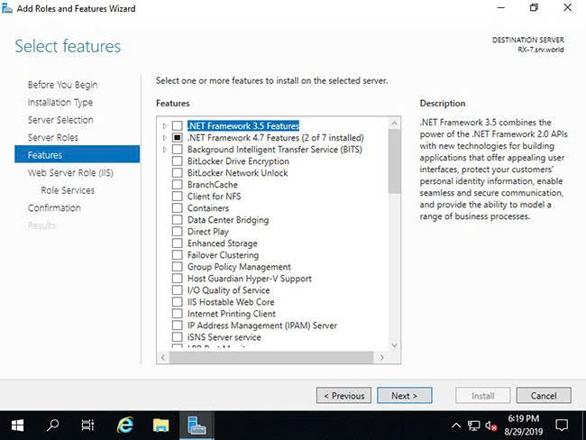 Select features