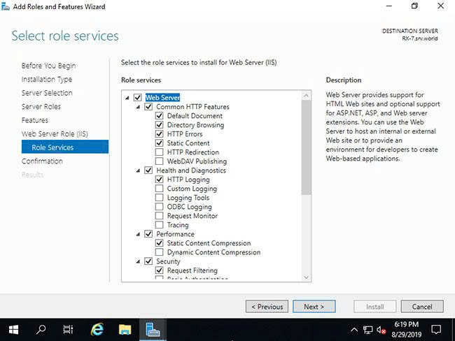 Select role services