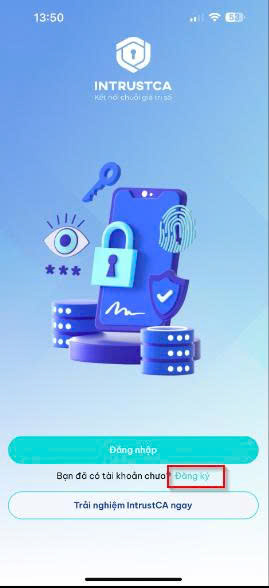 Welcome screen, tap "Register"