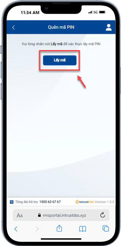 The "Forgot PIN Code" screen — tap Get code